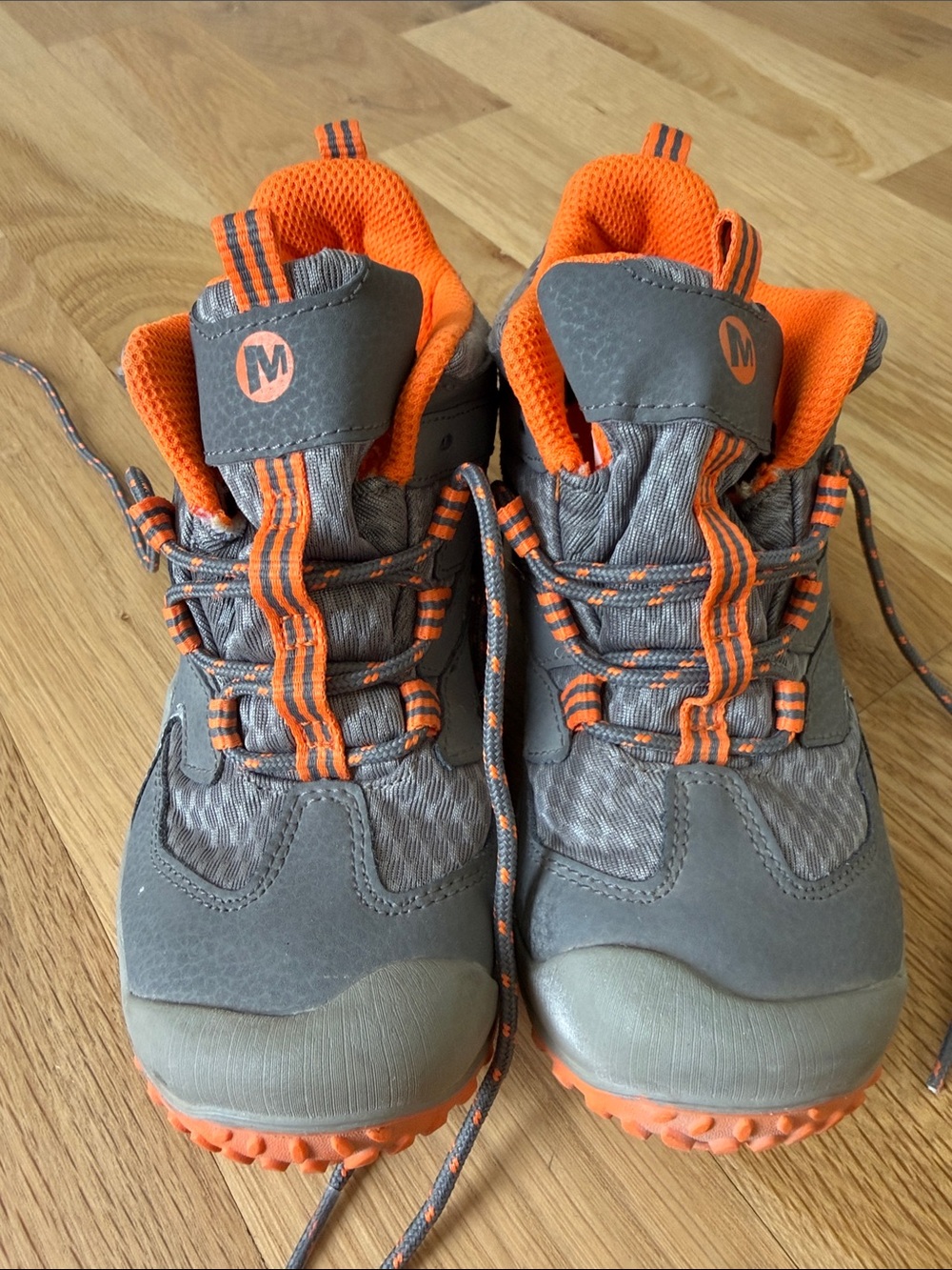 Merrell Kids Gray and Orange Trail Sneakers Hiking Shoes - Picture 3 of 12